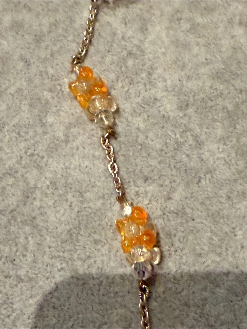 Vintage Delicate Orange Bead Station Necklace - Women's Jewelry